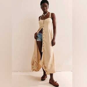 Free People What A Breeze Cream Midi Dress